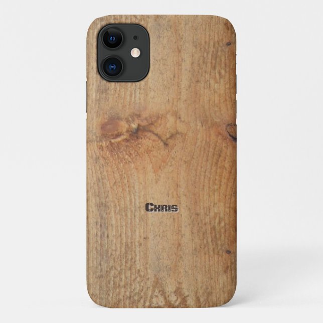 Capa Para iPhone 11 cobrir S5 "Wooden" com seu nome (Verso)