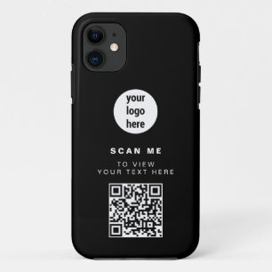 Capa Para iPhone 11 Código QR Logotipo comercial Black Minimizer Corpo