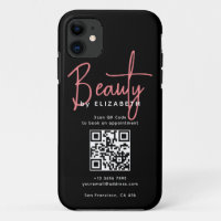 Código QR profissional de beleza de script rosa pr