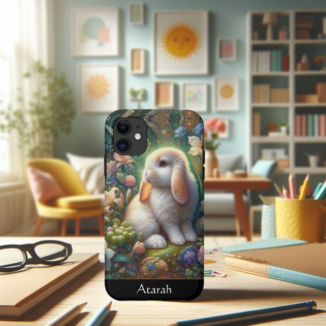 Capa Para iPhone 11 Coelhinho Adorável Com Flores De Aquarela (Criador carregado)