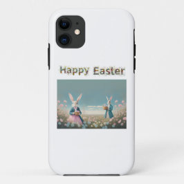 Capa Para iPhone 11 Coelhinho de Páscoa com Felz pascoa de Ovos de Pás