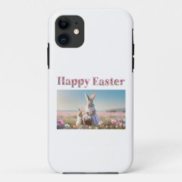 Capa Para iPhone 11 Coelhinho de Páscoa com Felz pascoa de Ovos de Pás