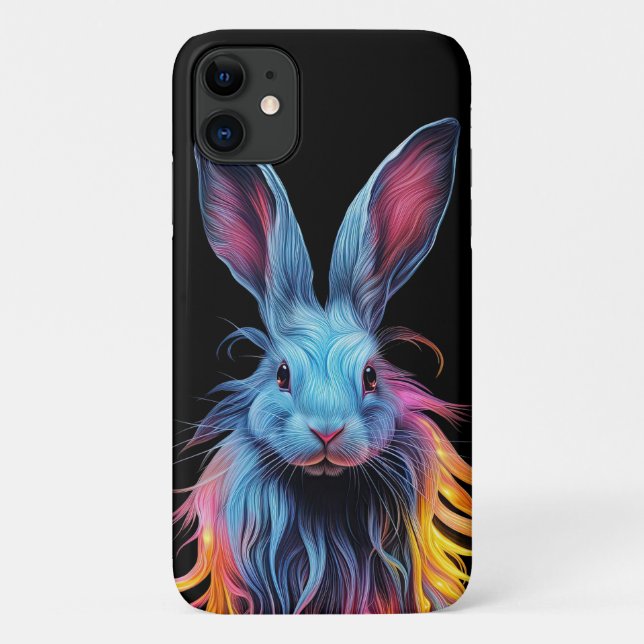Capa Para iPhone 11 Coelho Azul Incrível em Chamas  (Verso)