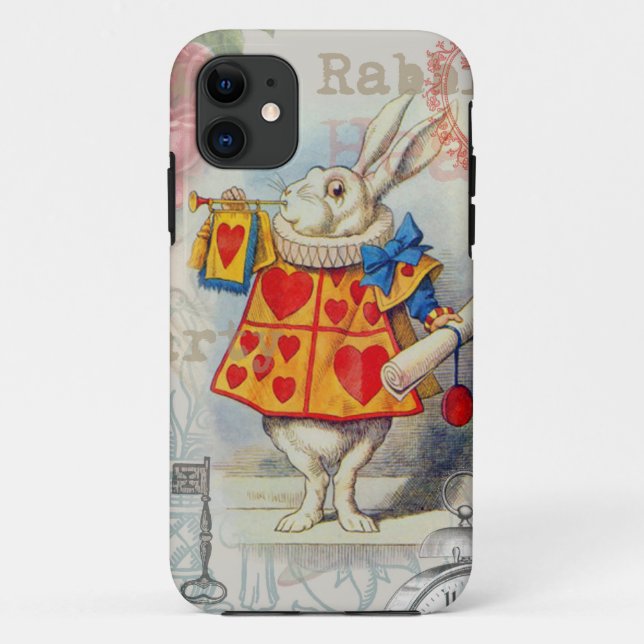 Capa Para iPhone 11 Coelho Branco Corta Alice Clássica (Verso)