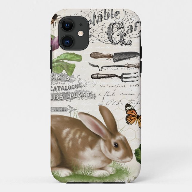 Capa Para iPhone 11 Coelho francês do Jardim Vermelho (Verso)