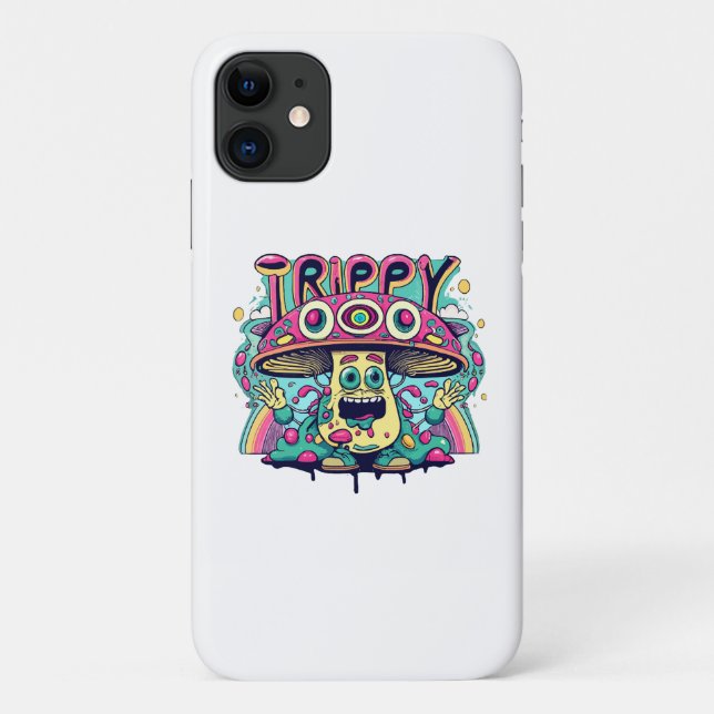 Capa Para iPhone 11 Cogumelo Feliz Trippy (Verso)