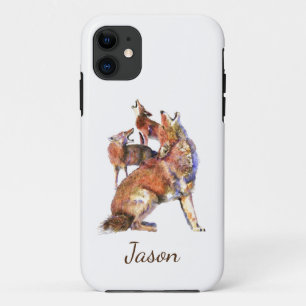 Capa Para iPhone 11 Coiotes de Howling de Cor D'Água Personalizados