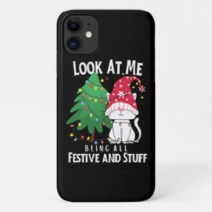 Capa Para iPhone 11 Coisas Gato de Natal Engraçado