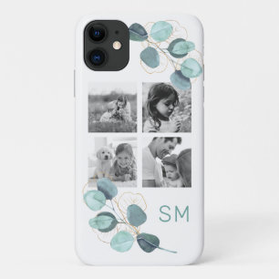 Capa Para iPhone 11 Colagem de Fotos da Família Eucalyptus Preto e Bra
