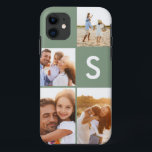 Capa Para iPhone 11 Colagem de fotos moderna sage monograma inicial ve<br><div class="desc">Colagem de fotos moderna sage design de monograma verde inicial. Um design multidesign de fotos moderno. Altere a cor para personalizar. Parte de uma coleção.</div>