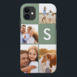 Capa Para iPhone 11 Colagem de fotos moderna sage monograma inicial ve<br><div class="desc">Colagem de fotos moderna sage design de monograma verde inicial. Um design multidesign de fotos moderno. Altere a cor para personalizar. Parte de uma coleção.</div>