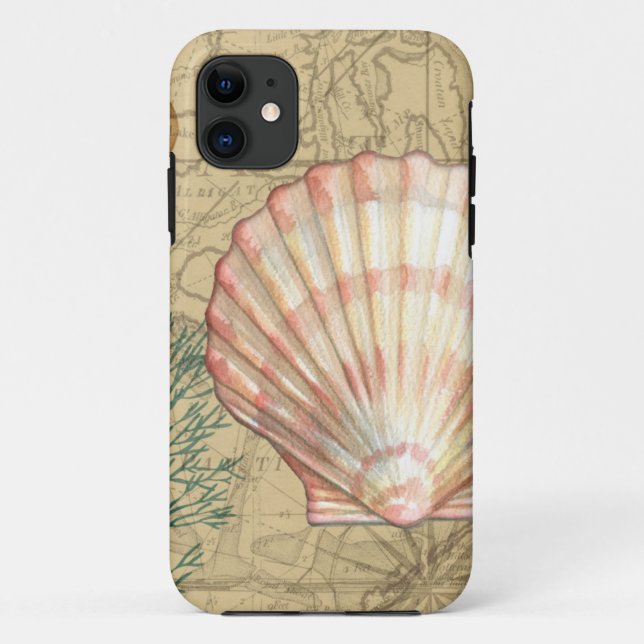Capa Para iPhone 11 Colagem de Mapa Costeiro (Verso)