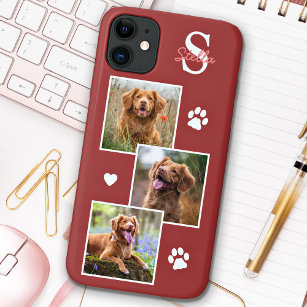 Capa Para iPhone Da Case-Mate Colagem Fotográfica De Cães Monograma Terra Cotta 