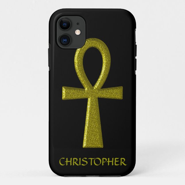 Capa Para iPhone 11 Colar de Ouro Ankh (Verso)