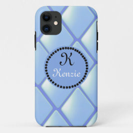 Capa Para iPhone 11 Colcha Azul Diamantada Com Monograma