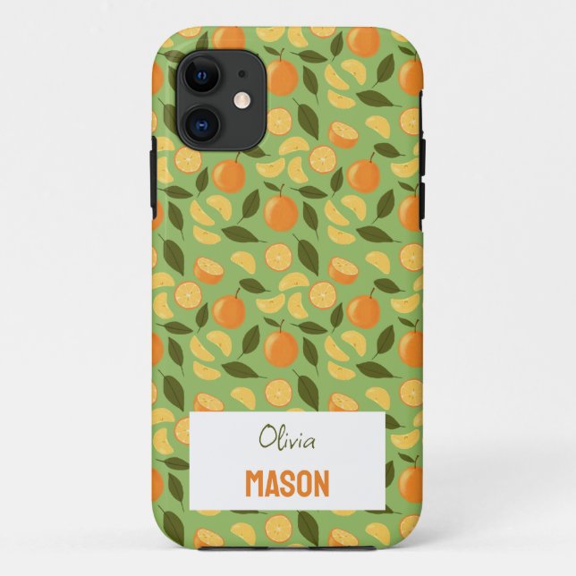 Capa Para iPhone 11 Coleção de padrões do cesto de frutas - Laranjas (Verso)