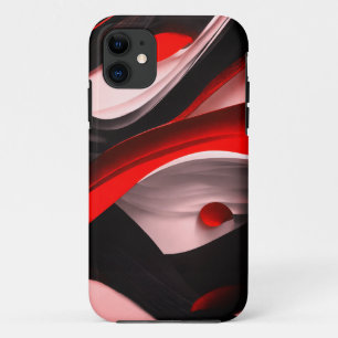 Capa Para iPhone 11 Coleção Premium abstrato Black & Red Design -