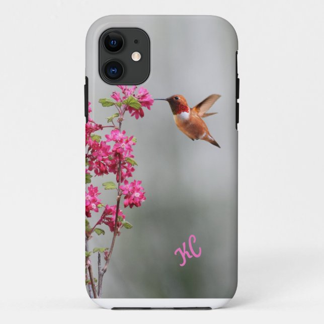 Capa Para iPhone 11 Colibri e flores do vôo (Verso)