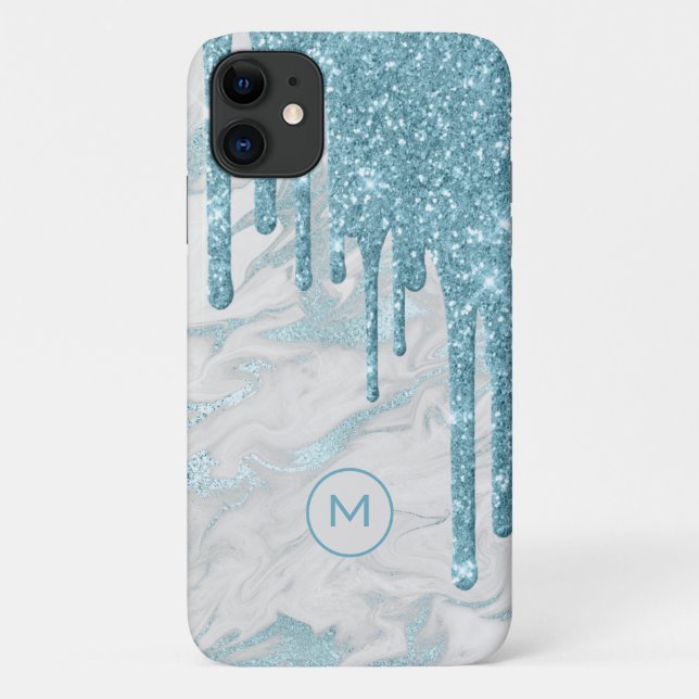 Capa Para iPhone 11 Colírio Azul Aqua Monograma (Verso)