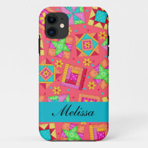 Capa Para iPhone 11 Coloração Vermelha de blocos de lista de patches p