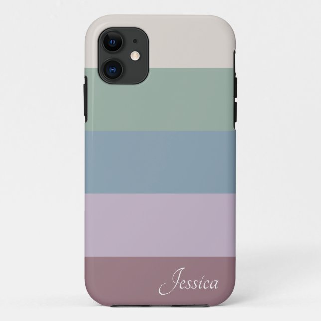 Capa Para iPhone 11 Colorblock Horizontal Stripes Monograma (Verso)