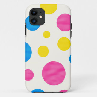 Capa Para iPhone 11 Colorful Polka Dots Pink Blue Yellow Retro