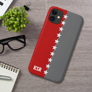 Capa Para iPhone 11 Colors Colors Scarlet Red & Dark Cinza Monograma