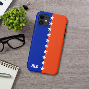 Capa Para iPhone 11 Colunas da Faculdade Azul Real e Laranja