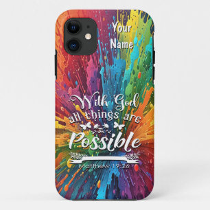 Capa Para iPhone 11 Com Deus Matthew 19-26