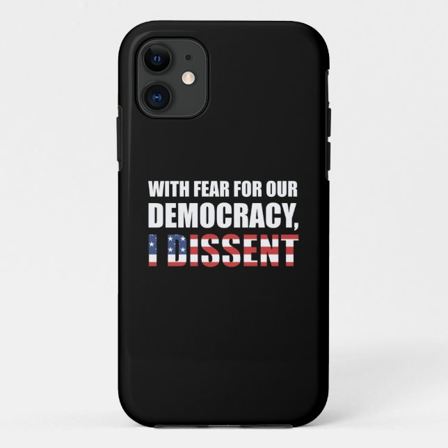 Capa Para iPhone 11 Com Medo Pela Nossa Democracia, Discordo (Verso)
