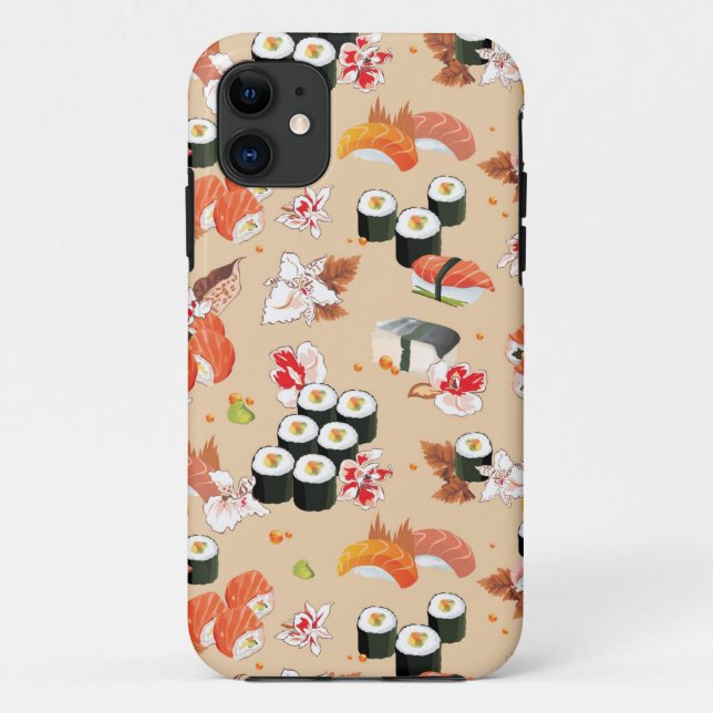 Capa Para iPhone 11 Comida japonesa: Padrão Sushi 3 (Verso)