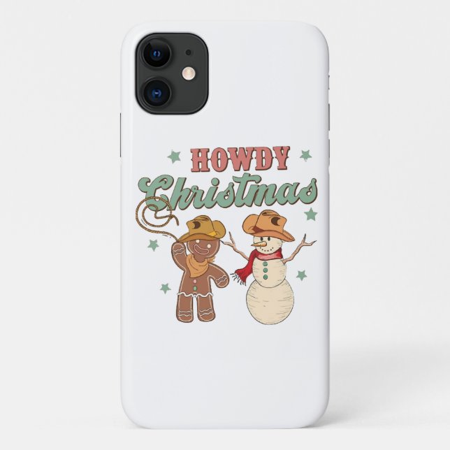 Capa Para iPhone 11 Como vai Natal Cowboy Boneco de Neve Ocidental Div (Verso)