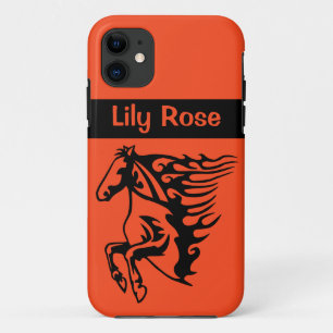 Capa Para iPhone 11 Competição Orange Pony Horse Bronco Steed Linear