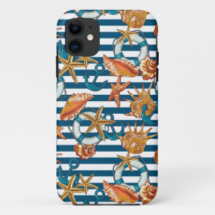 Capa Para iPhone 11 Conchas E Padrões De Âncora