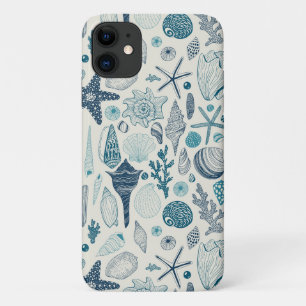 Capa Para iPhone 11 Conchas marítimas em branco
