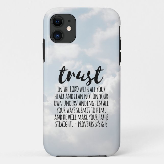 Capa Para iPhone 11 Confiança no Lorde Proverbs 3:5-6 (Verso)