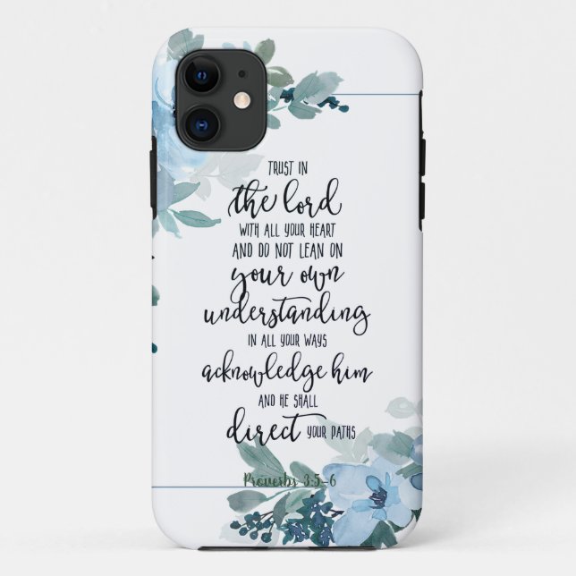 Capa Para iPhone 11 Confie no Senhor floral (Verso)