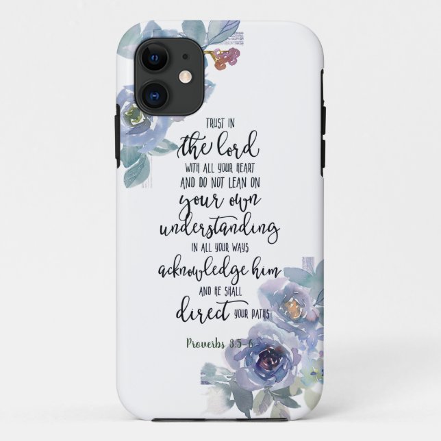 Capa Para iPhone 11 Confie no Senhor floral  (Verso)
