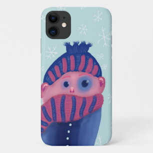 Capa Para iPhone 11 Congelando Com Chapéu E Scarf No Inverno Frio