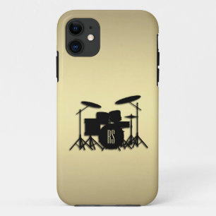 Capa Para iPhone 11 Conjunto do tambor monograma Dourado