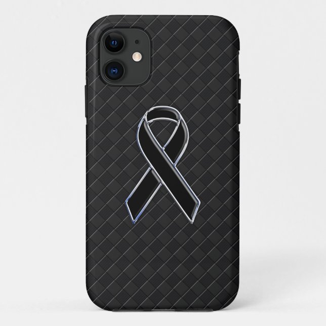 Capa Para iPhone 11 Conscientização da Fita Preta do Chrome Moderno (Verso)