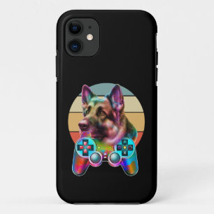 Capa Para iPhone 11 console de jogos e cão vintage