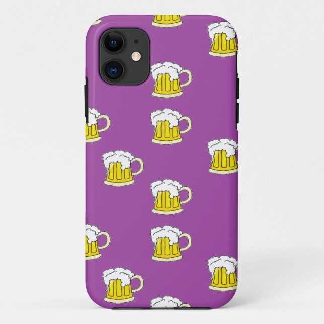 Capa Para iPhone 11 Copo de cerveja espumante em roxo (Verso)