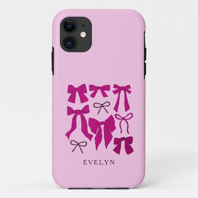 Capa Para iPhone 11 Coquette Girly Arcos Magenta (Verso)
