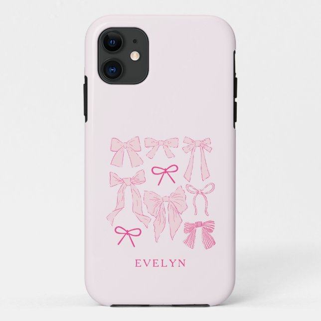 Capa Para iPhone 11 Coquette Girly Arcos Rosa (Verso)