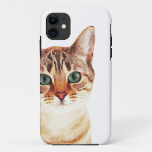 Capa Para iPhone 11 Cor d'água do rosto de gato
