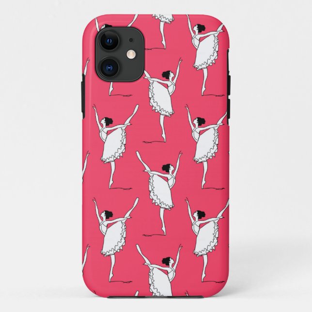 Capa Para iPhone 11 Cor de rosa do padrão do balé | Dança (Verso)