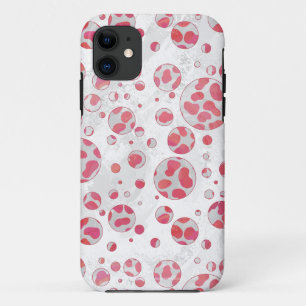 Capa Para iPhone 11 Cor-de-rosa e branco dalmáticos bolinhas