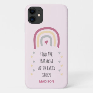 Capa Para iPhone 11 Cor-de-rosa Localizar o Arco-Íris após Nome pers