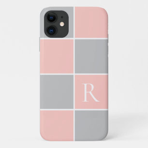 Capa Para iPhone 11 Cor-de-rosa moderna, bloco de cor quadrada da cinz